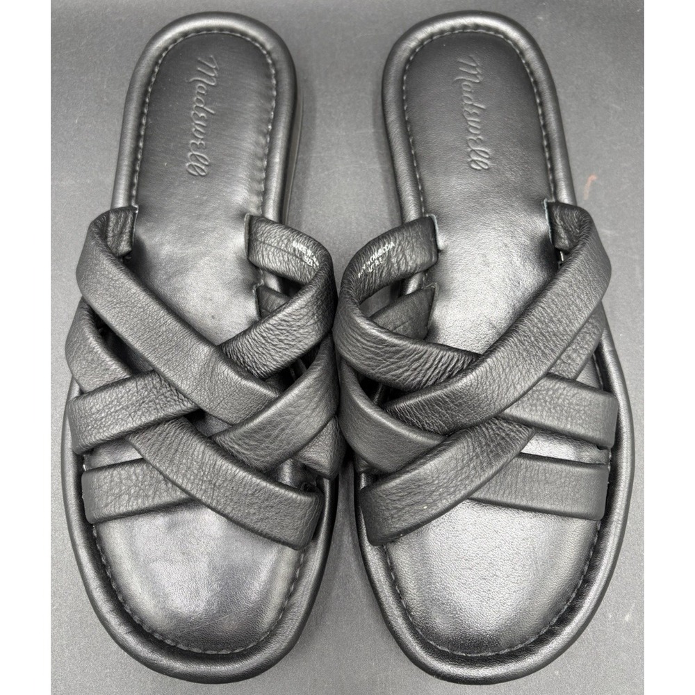 Madewell Women's Sandals Crisscross Slide True Black Sz. 9.5 Flat Bottom NEW